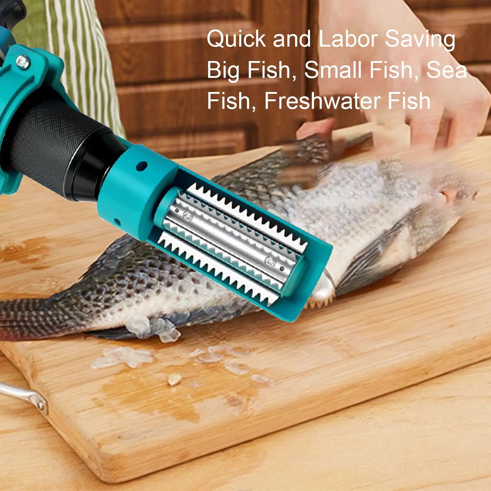 전동 드릴용 생선 비늘 제거기 헤드 스테인리스 스틸 블레이드 미끄럼 방지 커버 포함