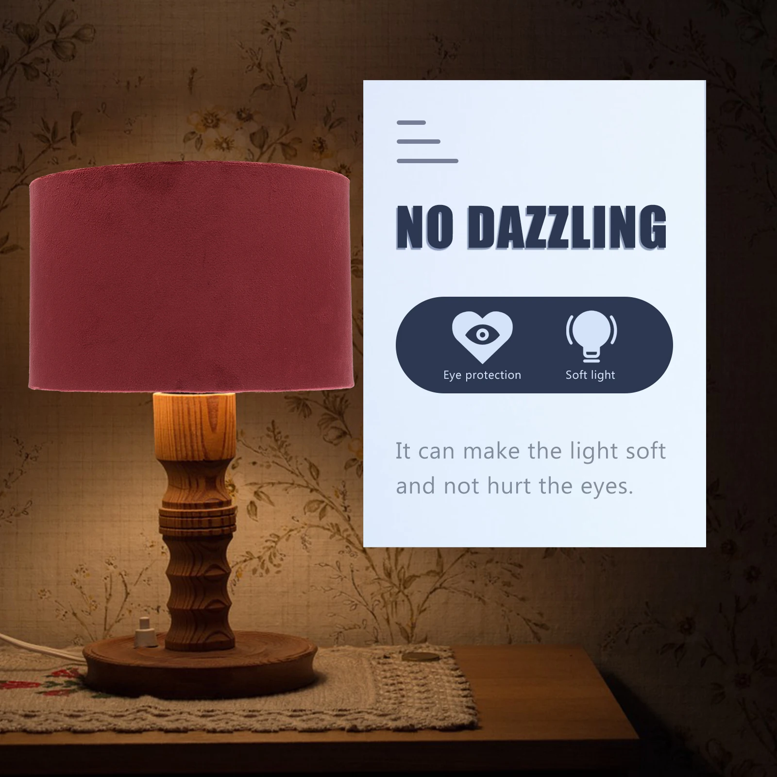 

Cloth Lampshade Vintage Fabric Retro Decor Conical Cover Table Light Bedroom Warm Atmosphere Dust Protection Easy Install Remove