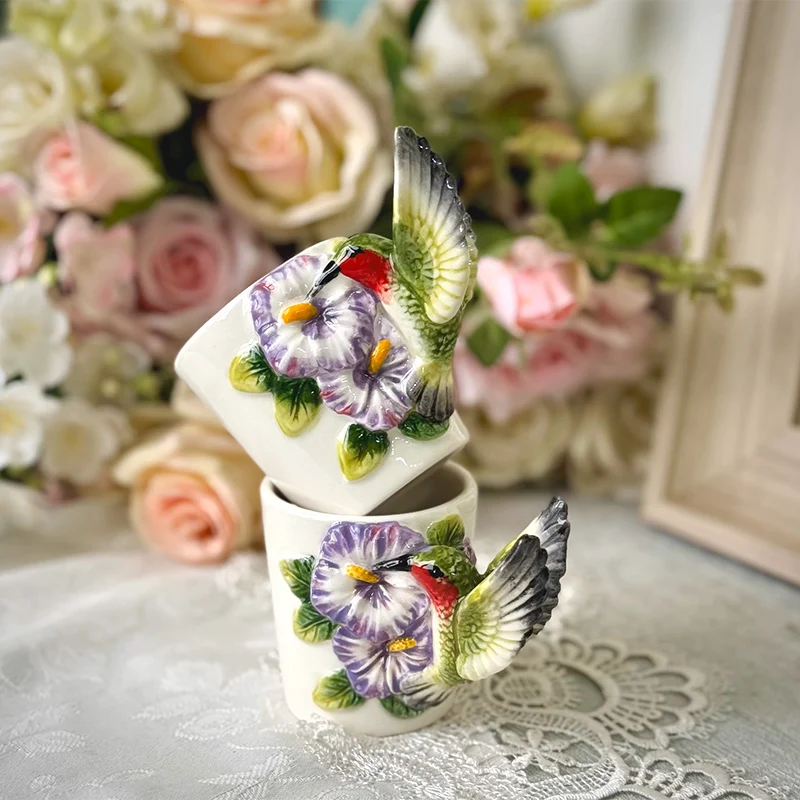

Creative Butterfly Flower Ceramic Coffee Cup Home Breakfast Milk Oatmeal Cup 3D Embossed Flower Tea Cup Office Mug Birthday Gift