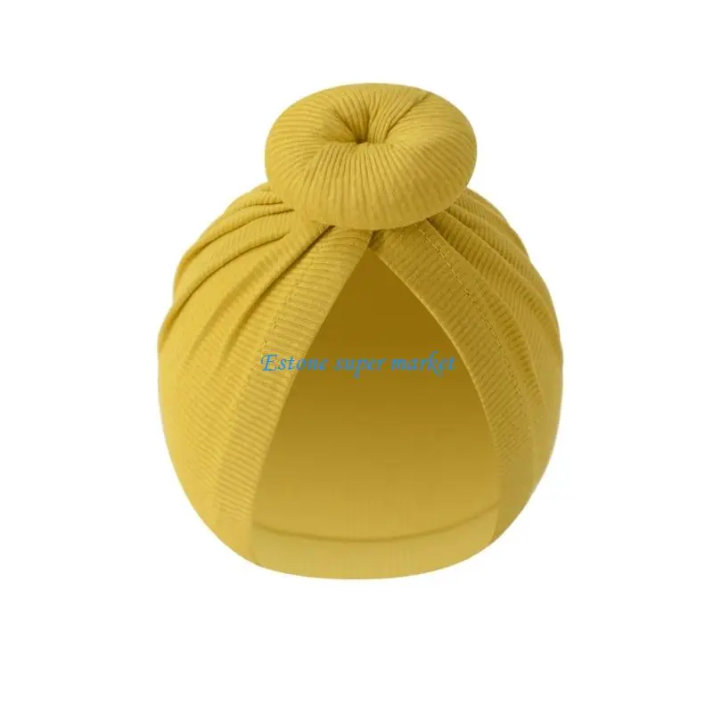 090B Knotted Cotton Baby Turban Hat for Newborn Girls 0-6 Months Photography Props