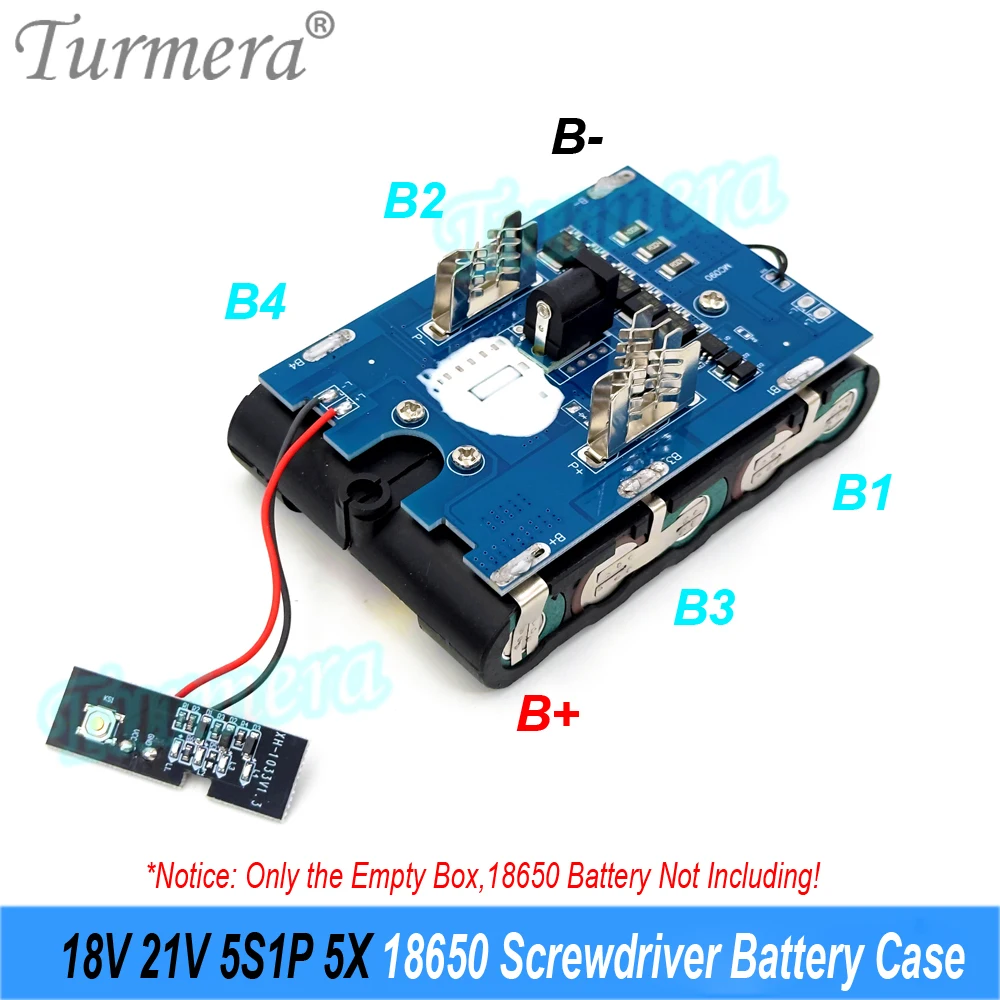 Śrubokręt Turmera 18V 21V obudowa baterii 5 s1p 5X 18650 uchwyt 5S 50A Max.100A BMS zgrzewa nikiel do wymiany 20V wiertarka elektryczna