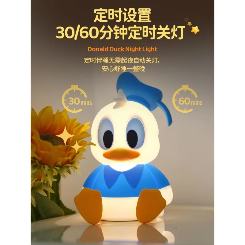 Disney Donald Duck Cartoon Schattige Multifunctionele Nachtlampje Mobiele Telefoonhouder Zacht Licht Oogbescherming Hoogwaardige Ornamenten