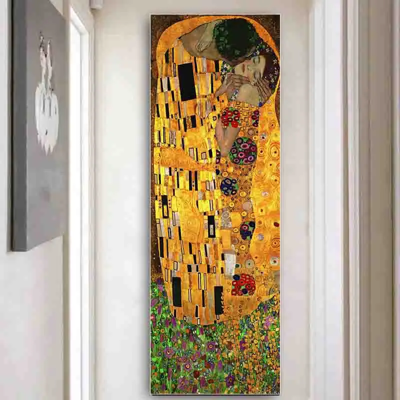 

Artist Gustav Klimt kiss Oil Painting on Canvas Posters and Prints Kiss Wall Paintings Cuadros Wall Art Pictures For Living Room