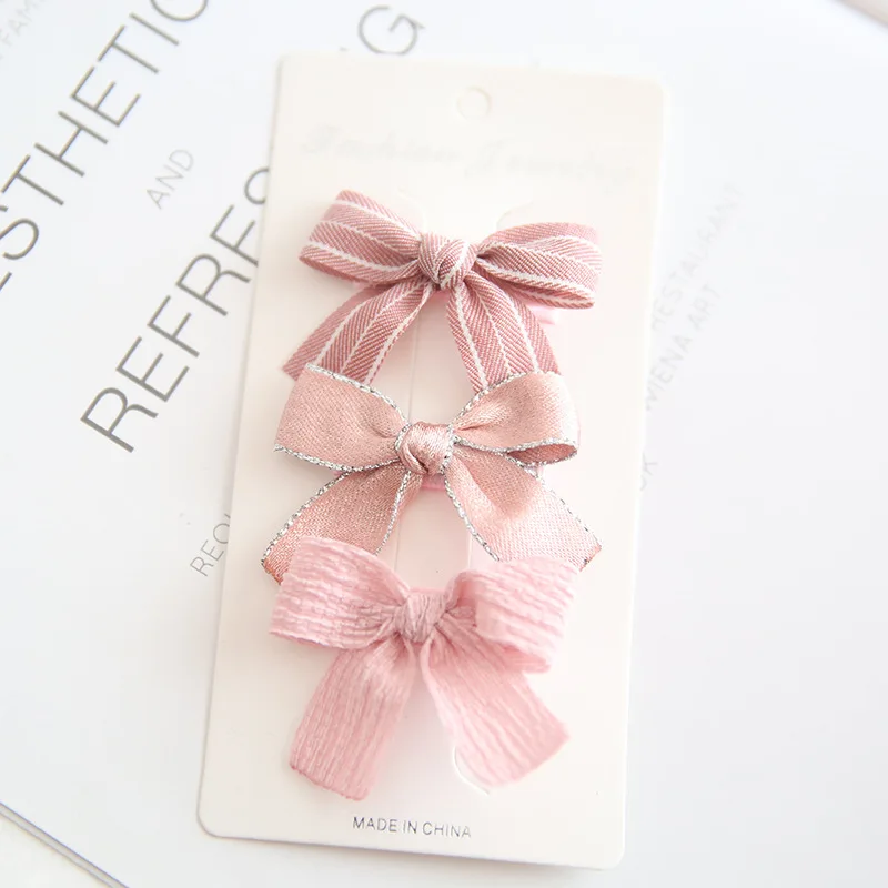 Детские заколки для волос, 3 шт., очаровательные заколки с цветочным бантом, полностью покрытые тканью, мягкие, безопасные для малышей, простой набор узлов «парусник»