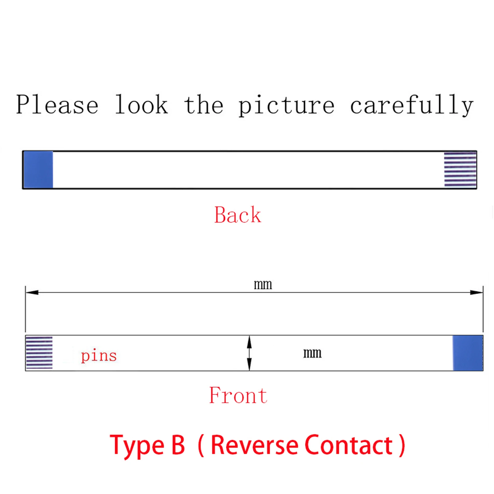 68pin 34.5mm 15cm Type B Reverse Side Connect New Flex cable AWM 20861 105C 60V VW-1 Reverse Side Copper Contact Pins