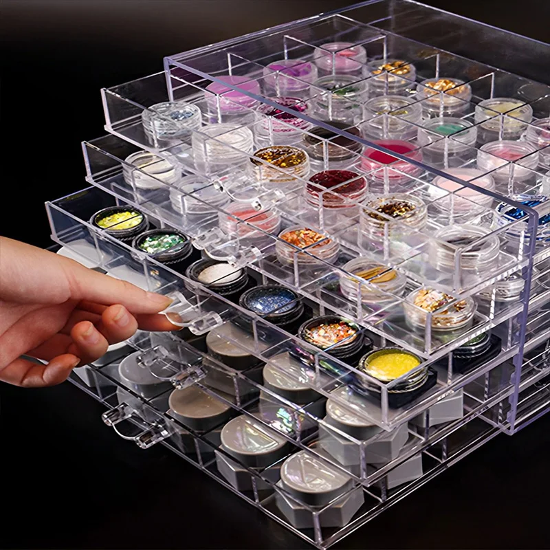Multifunctional Clear Plastic Organizer Box With Grids Container Nail Art Storage Box For Beads Organizer Manicure DIY Jewelry