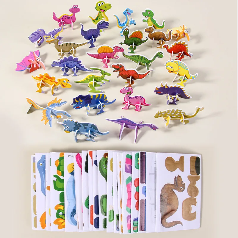 30Pcs Cartoon Jungle Dinosaur Theme Paper Jigsaw Puzzle Toys for Kids Birthday Party Favors Classroom Rewards Pinata Fillers