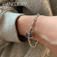 PANGJERY Square Purple Zircon Bracelet for Women Luxury Charming Geometric Vintage Temperament Jewelry Birthday Gifts Wholesale