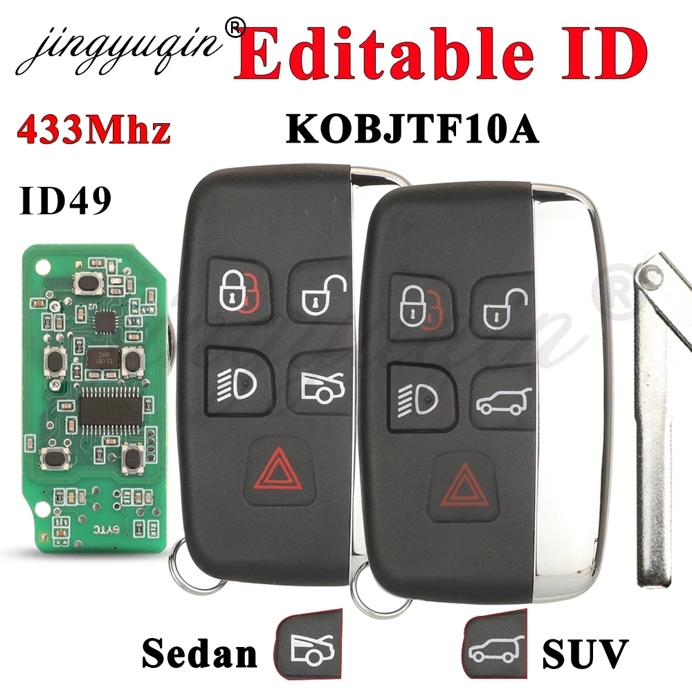 jingyuqin Editable ID 433Mhz Remote Car key for Jaguar XJ XF XE F PACE Land Rover Range Rover Sport Vogue Evoque Velar KOBJTF10A