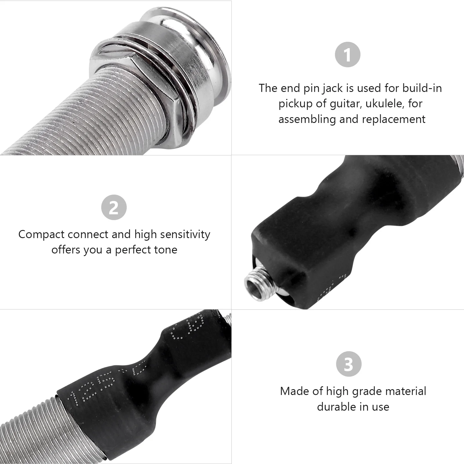 

Guitar Pickup Endpin Jack Silver Metal Socket Hole Type Compact Connect High Quality for Guitar Ukulele Pickup