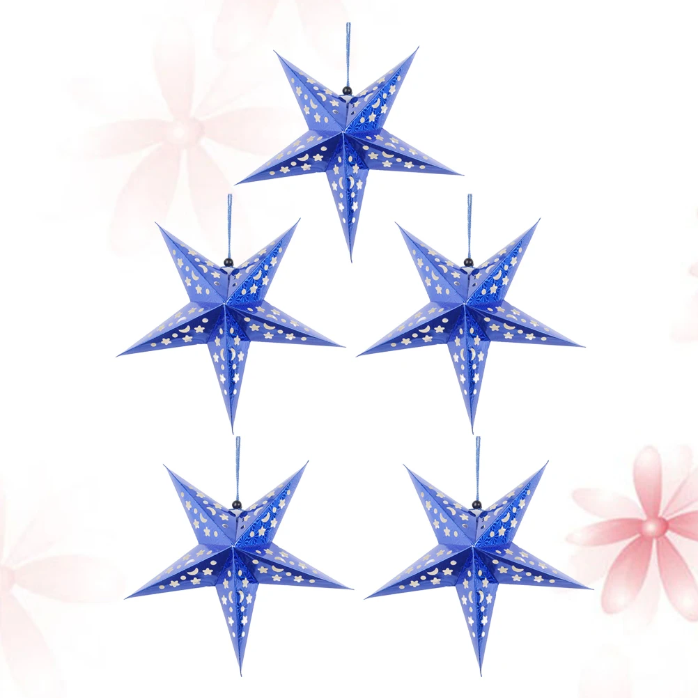 

5Pcs Paper Star Lamp 30cm Pentagram Lampshade Hanging Wedding Christmas Party Home Decor Fairy Light Fixture
