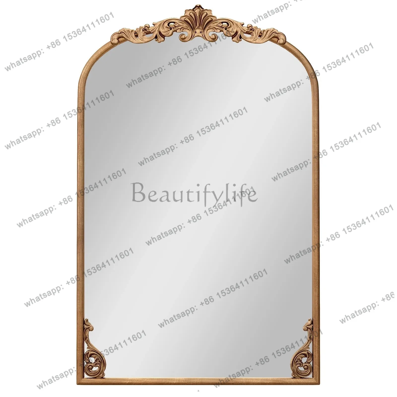 French art arched makeup mirror retro light luxury wall wall decorative mirror