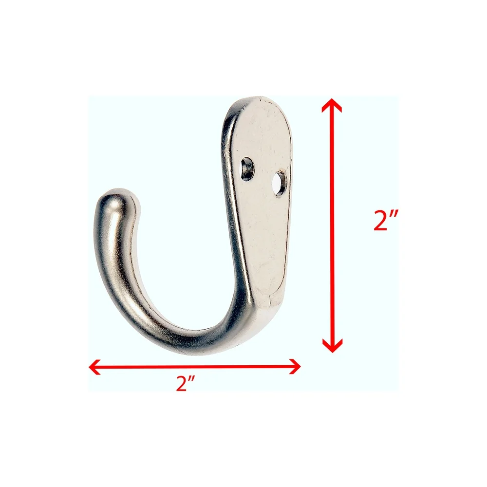 Kleiderhaken aus satiniertem Nickel-Metall, 6er-Pack, robuste, an der Wand montierte Aufbewahrung von Handtüchern, Jacken, Taschen, Schlüsseln, einfache Installation