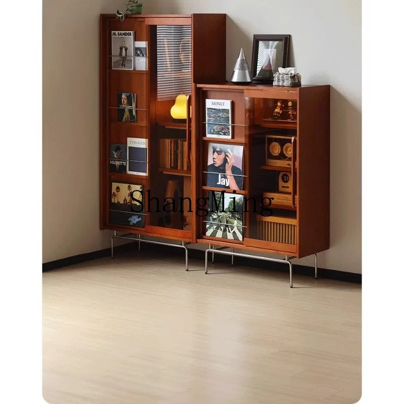 

ZHB medieval style storage integrated household living room glass display cabinet study storage side cabinet magazine cabinet