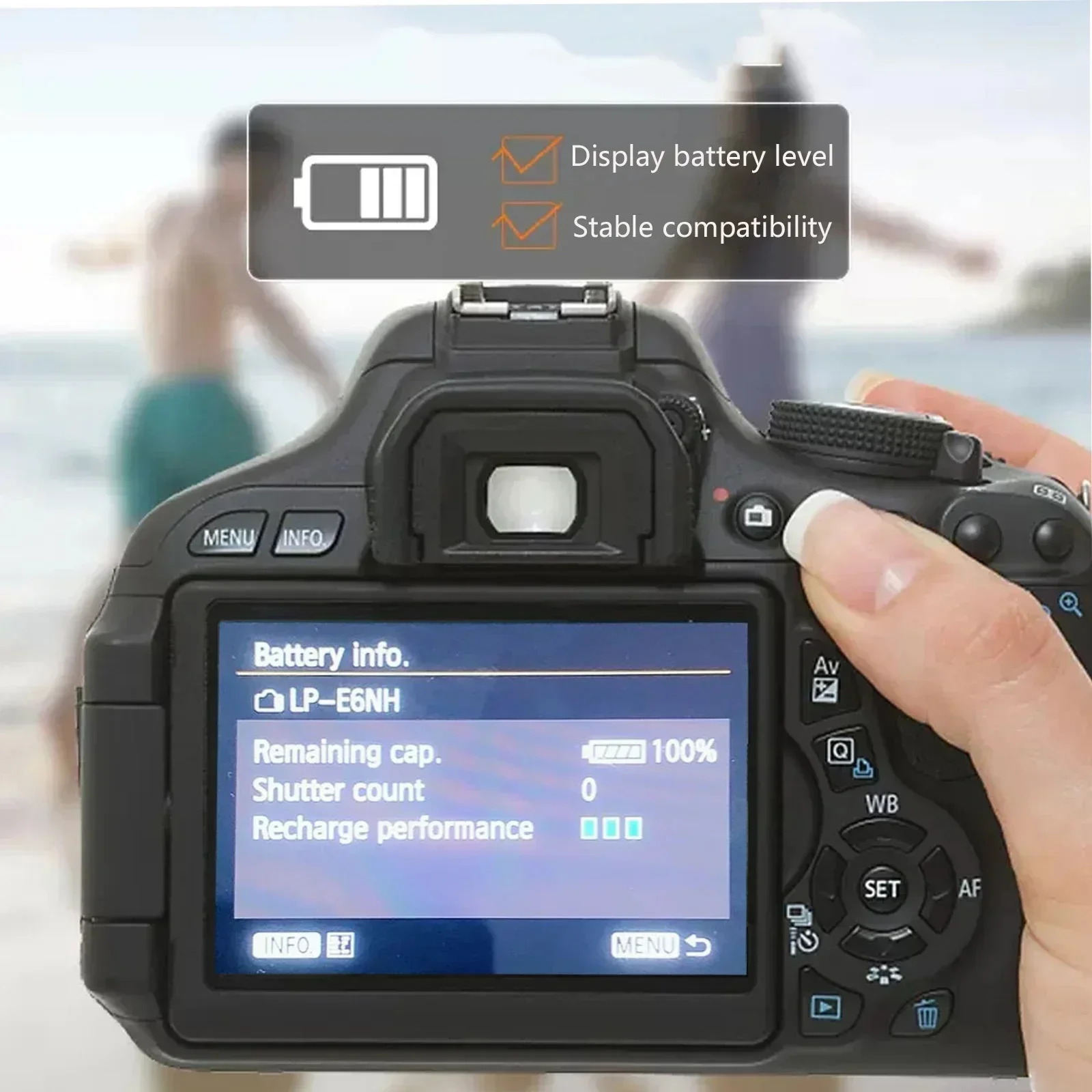 LP-E6 voor Canon 2650mAh EOS R R5 R100 R6 R7 90D 80D 70D 60D 6D Mark II 6D2 7D2 5D4 5D3 5D2 5DS 60Da + Lader Batterij