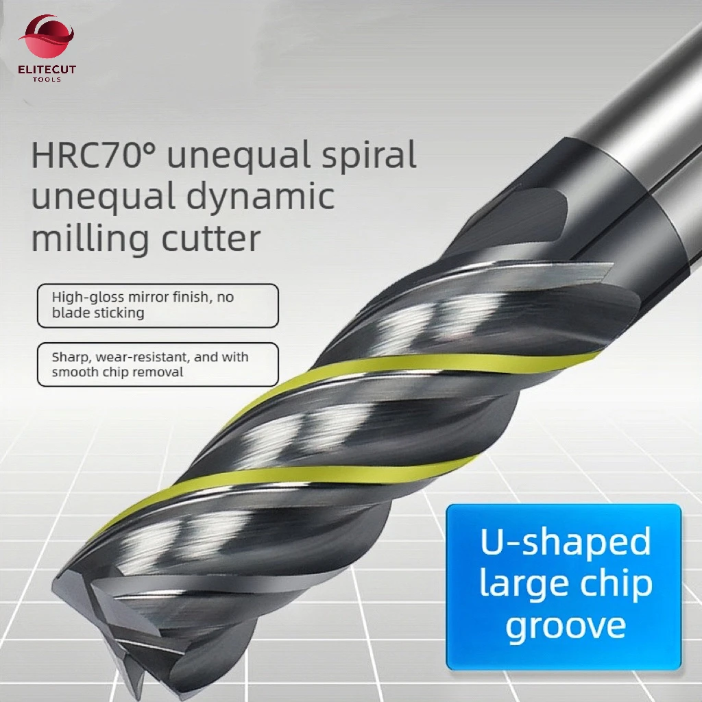 

Elitecut Hrc70 Solid Carbide Endmill Set 4Flute Square Milling Cutters for CNC Machine Tool