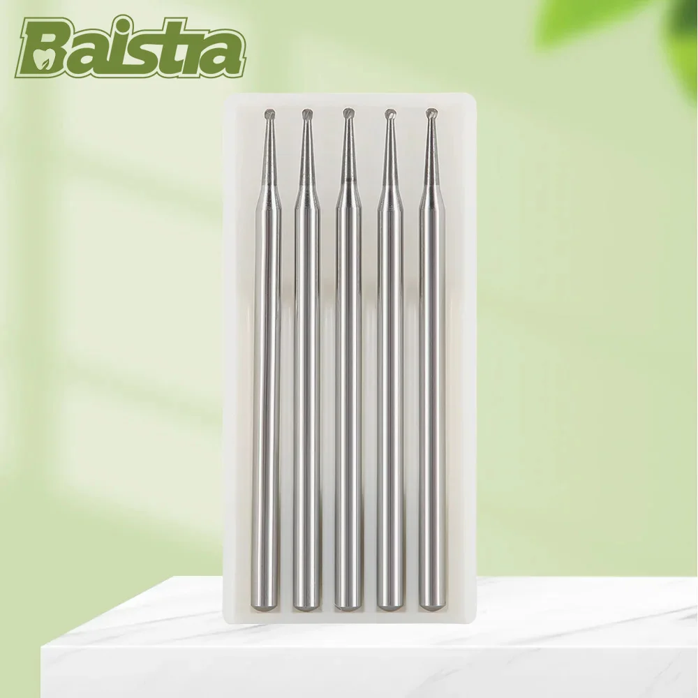 

5 Pcs/Box BAISTRA Dental Carbide Burs Round Shape Head HP Type for Straight Handpiece or Micro Motor Handpiece