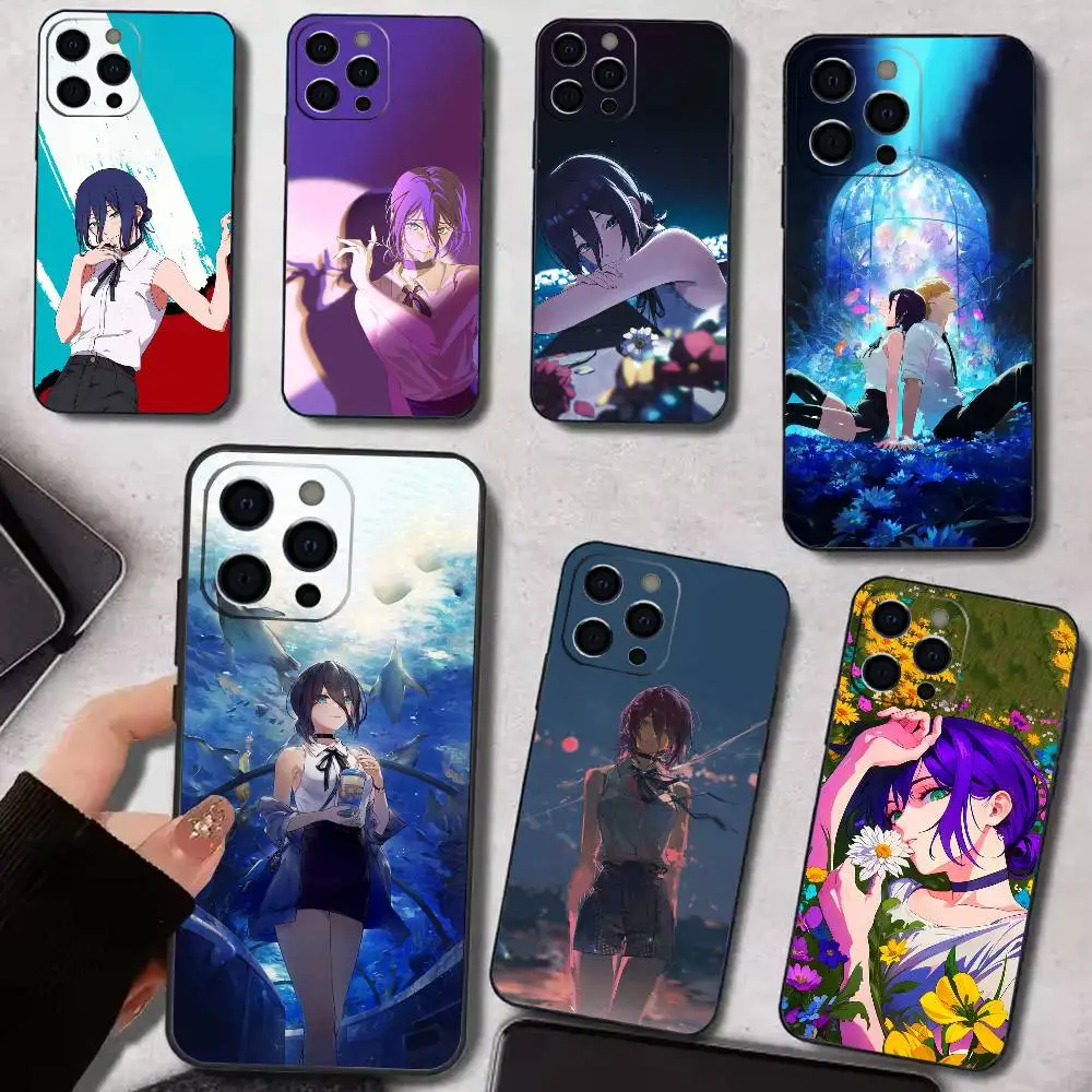 

Anime Cool Chainsaw Man Reze Phone Case For iPhone17,16,15,14,13,12,11 Plus,Pro Max Soft Black Cover