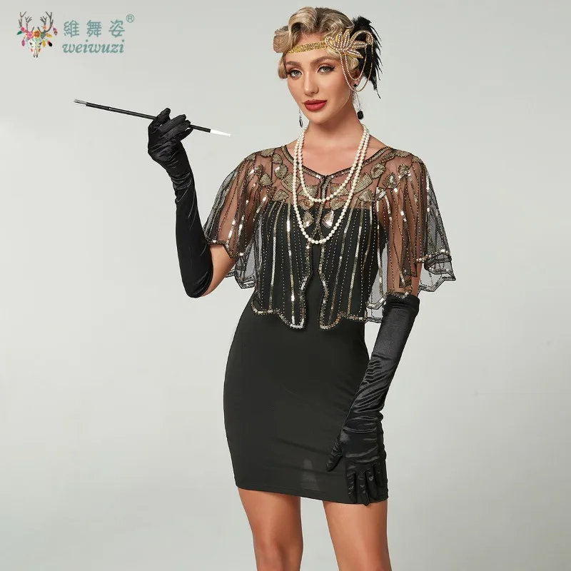 

Аксессуары для вечернего платья в стиле ретро 1920-х годов, шаль с блестками и вышивкой из бисера, бальное платье, шаль