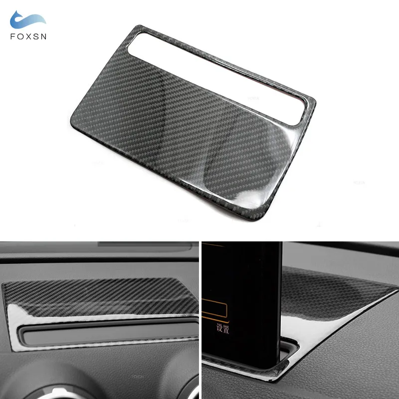 Car Accessories Carbon Fiber Sticker For Audi A3 S3 2014 2015 2016 2017 2018 Car Central Dashboard Panel Navigation Screen Frame