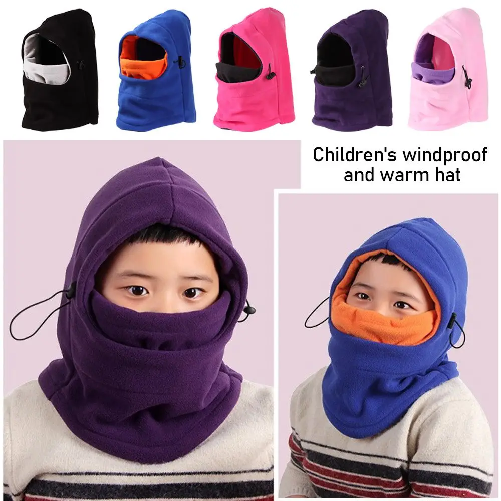 High Quality Kids Winter Fleece Neck Warm Full Face Balaclava Hat Ski Mask Hood Cap Children Cap Kids Accessories Kids Hats