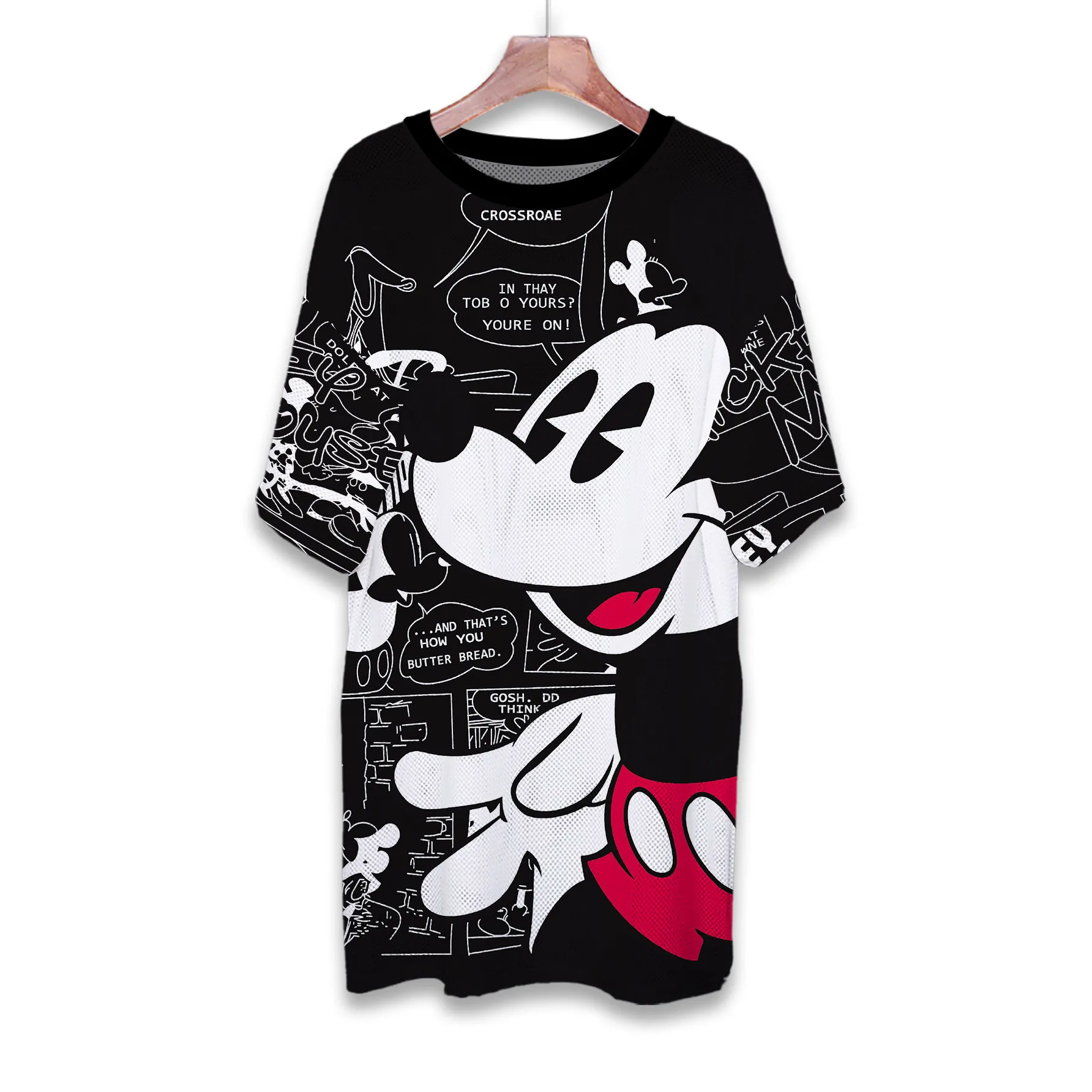 

Disney Cartoon Mickey Minnie Print Summer Loose Home Women's Short Sleeve T-Shirt Cartoon Mickey Mouse Mesh Dress Pajamas