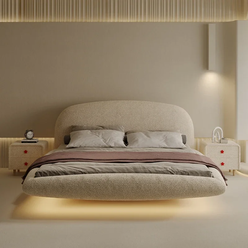Lamp Upholstered Bed Aesthetic Cabinets Princess French Bed Double Sleeping Side Table Camas Matrimoniales Home Accessories