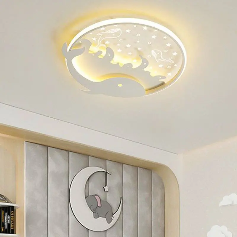 Whale Shaped Modern Iron Art LED Ceiling Lamp Nordic Style surface Lighting for Living Room Children's Room Restaurant Home deco