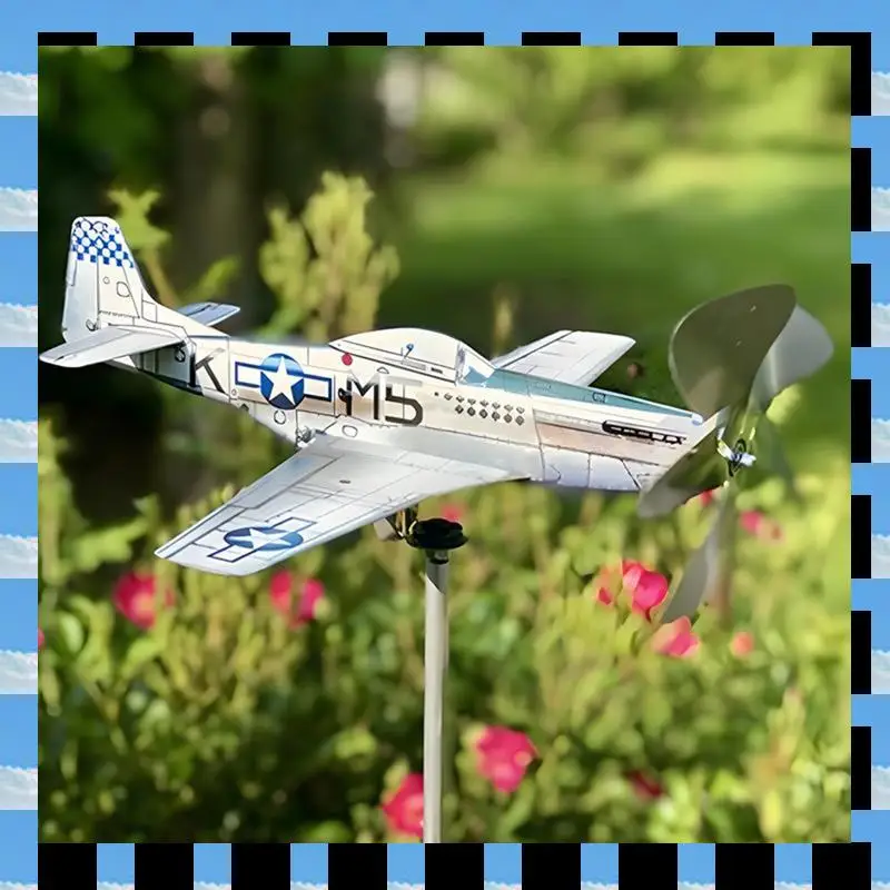 

ABME 3D Plane Garden Weather Vane Pinwheel Anti-Corrosion Metal Airplane Plug-In Windmill Wind Spinner Weatherproof Garden