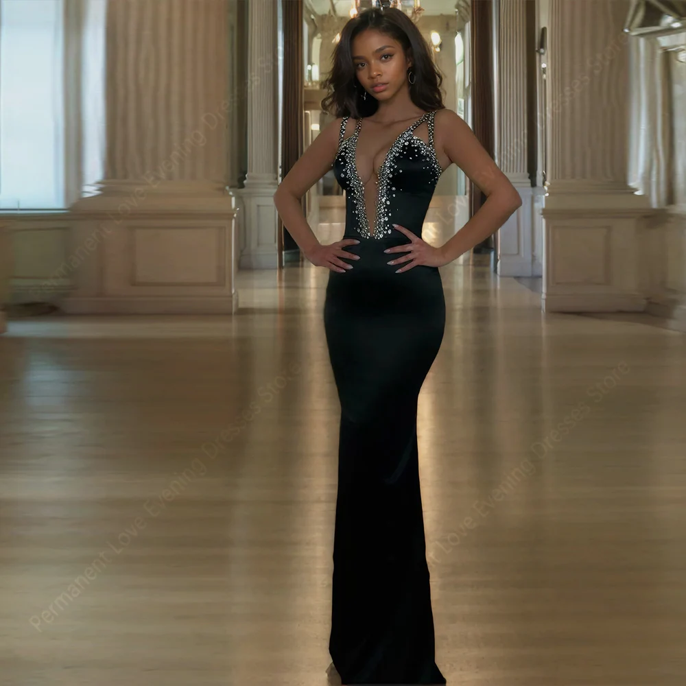 Seksowne sukienki wieczorowe z dekoltem w serek, eleganckie suknie balowe typu syrena, długie do ziemi, szyte na miarę sukienki koktajlowe, Vestidos De Noches 2025