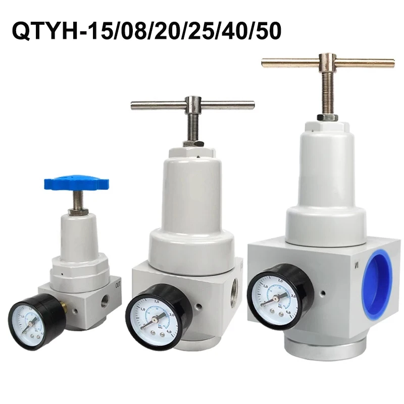 Pneumatic QTYH High Pressure 0~40 Bar Air Regulator with Gauge Port 1/4 3/8 1/2 2 Inch BSP 1/2