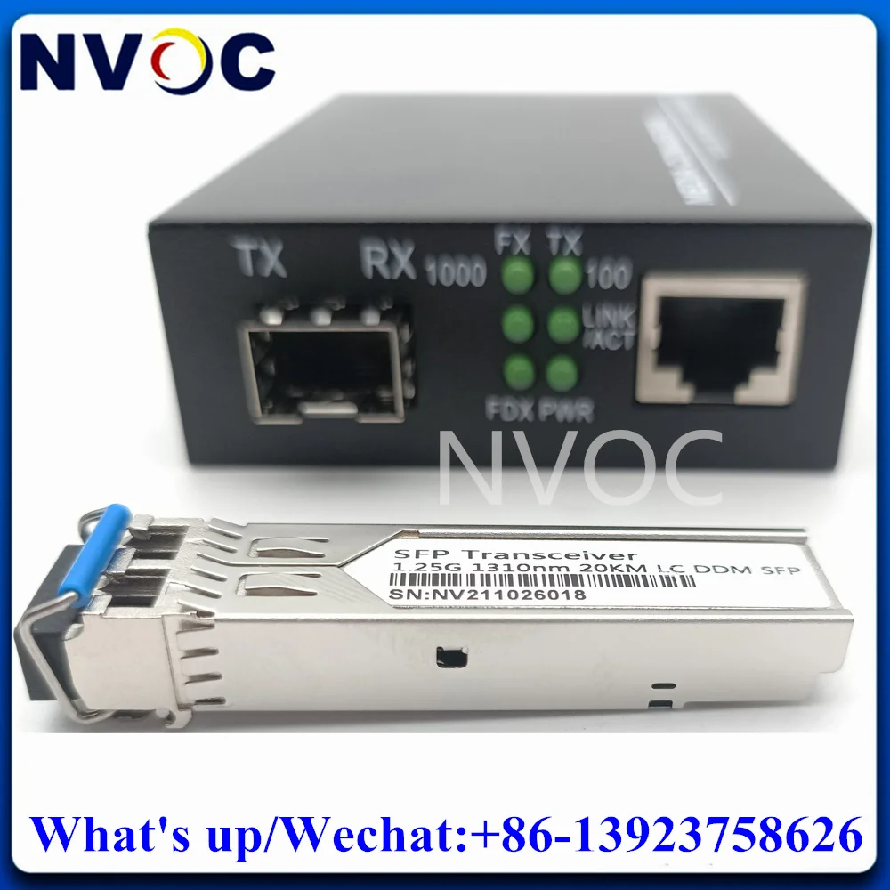 

1000M 1RJ45+1Gigabit MM SM SFP Ethernet Unmanaged Fiber Optic Switch, Media Converter+1Pcs 1.25G 550M 2KM 20KM Duplex LC