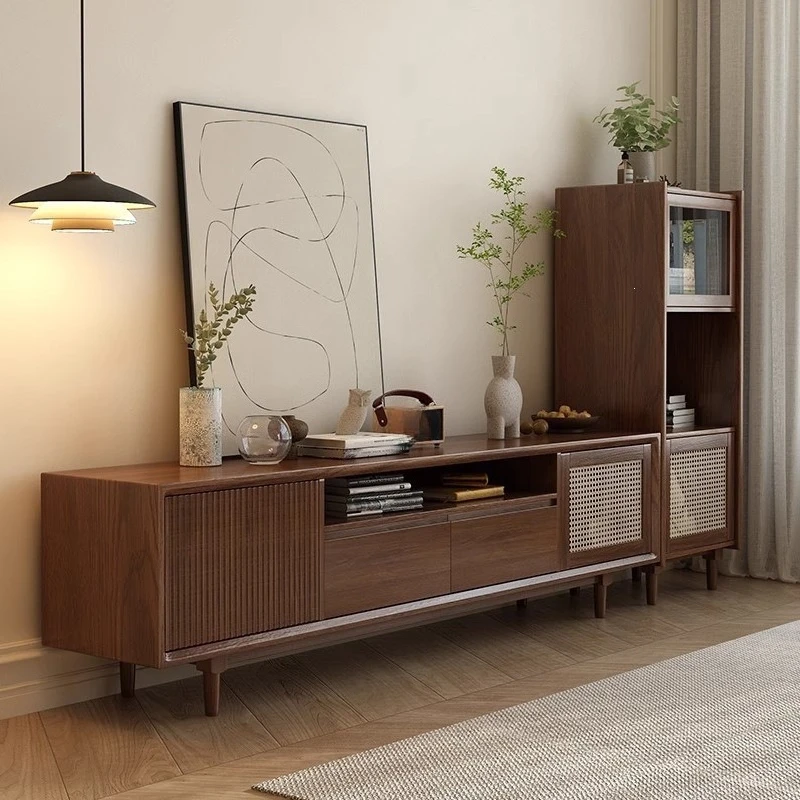 Medieval style all solid wood living room bedroom TV cabinet small apartment household storage cabinet locker integrated