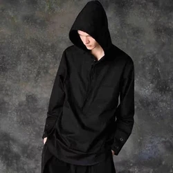 YAMAMOTO-Style GroundY 22AW Half Zip Hooded Casual Loose Long Sleeve Shirt Luxury YAMAMOTO-Style Black Hat Shirt