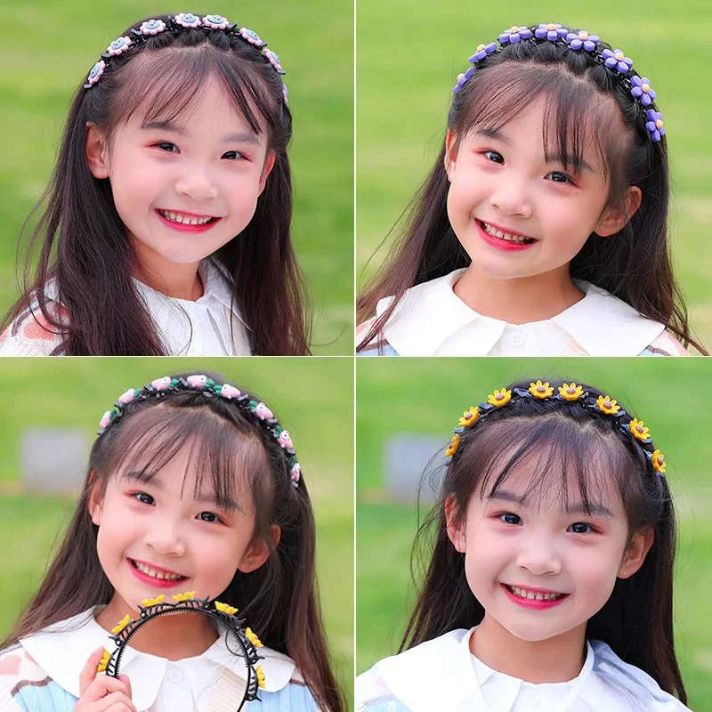 Children\'s Hairband Cartoon Flower Fashion Korean Baby Girl Birthday Party Toddler Kids Hairpin Headwear Accessories Wholesale