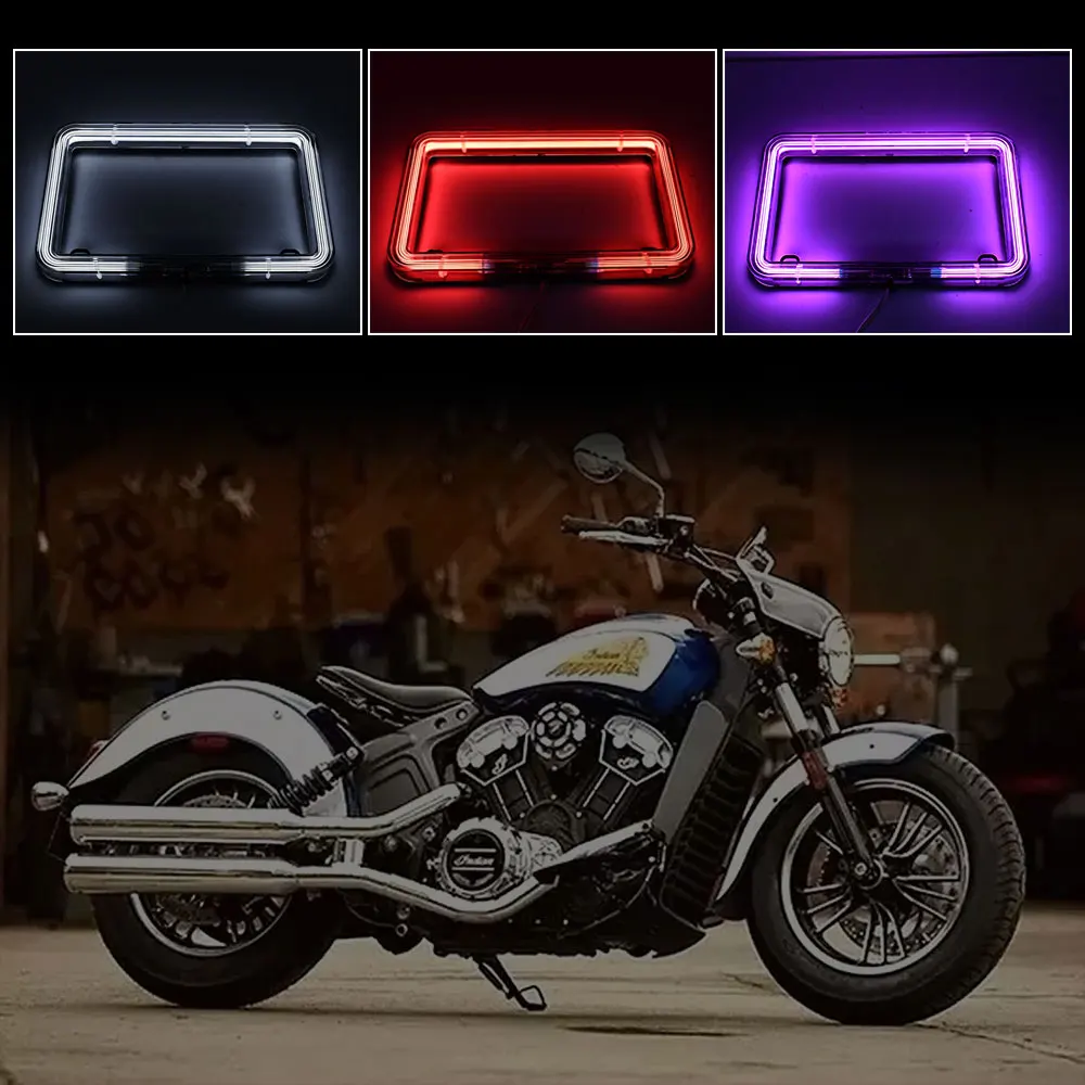 Universal Motorcycle License Plate Light LED Lighting USA/Canada White License Number Plate Tag Cover Bracket Decoration Light