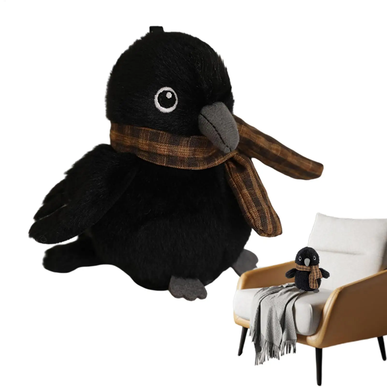 

Ворон плюшевая фигурка животного с шарфом милая реалистичная мягкая игрушка на Хэллоуин для дня рождения детская комната дома для девочек и мальчиков