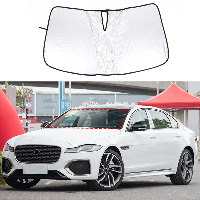 Car Memory Steel Ring Sun Shade Front Window Car Sunshade Cover For Jaguar XF XFL 2016-2024 Auto Interior Accessories