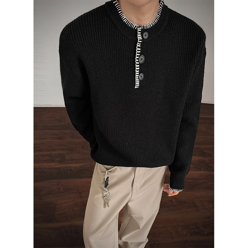 الشتاء سترة الرجال الدافئة موضة عادية بلوفر مغزول الرجال الكورية فضفاضة الجولة الرقبة طويلة الأكمام سترة رجالي البلوز الملابس