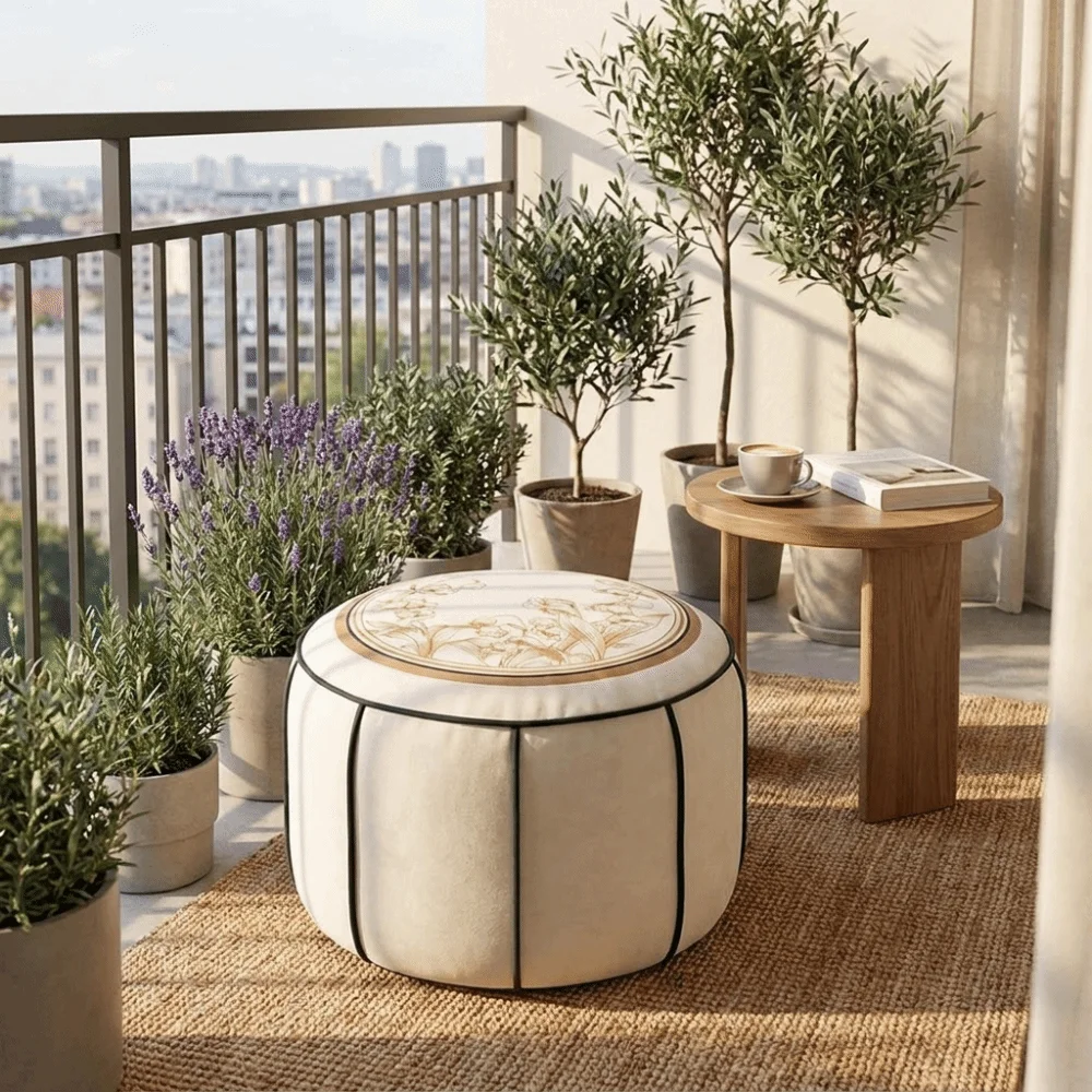 Removable Sofa Stool Cover Round New Chinese Style Storage Leg Bench Unstuffed Large Capacity Storage Bag Dining Room