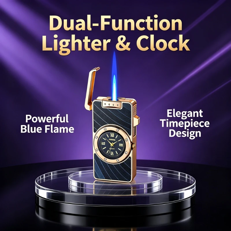 

Exquisite Dial Watch Shaped Inflatable Lighter, Metal Windproof Jet Torch Portable Outdoor Igniter Gift For Male Smokers
