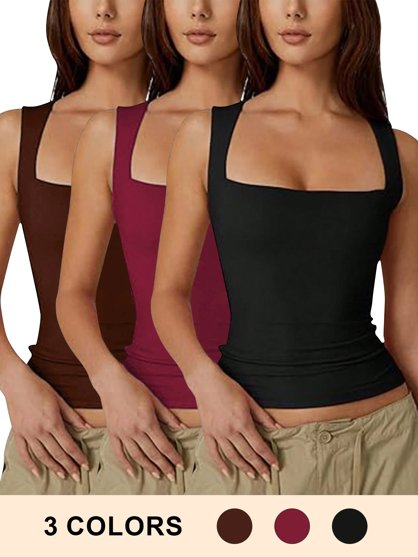 2026 Sommer Damen Tanktop mit eckigem Ausschnitt, ärmellos, doppellagig, Basic, eng anliegendes T-Shirt, Y2K, einfarbig, sexy Gothic Tanktop, Damenbekleidung – Detail 8