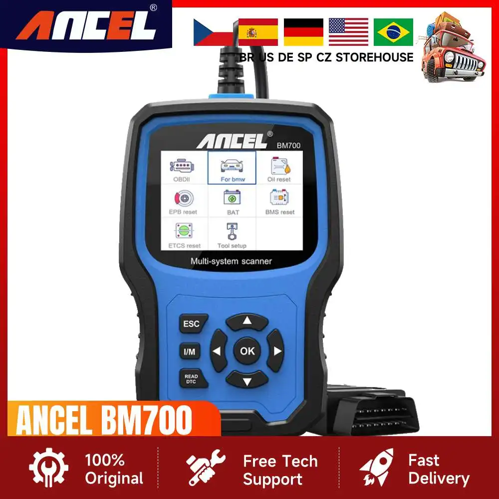 ANCEL BM700 OBD2 Scanner Full System Diagnostic Tool Injector Coding EPB SAS Airbag ABS Oil Reset Automotive Code Reader For BMW