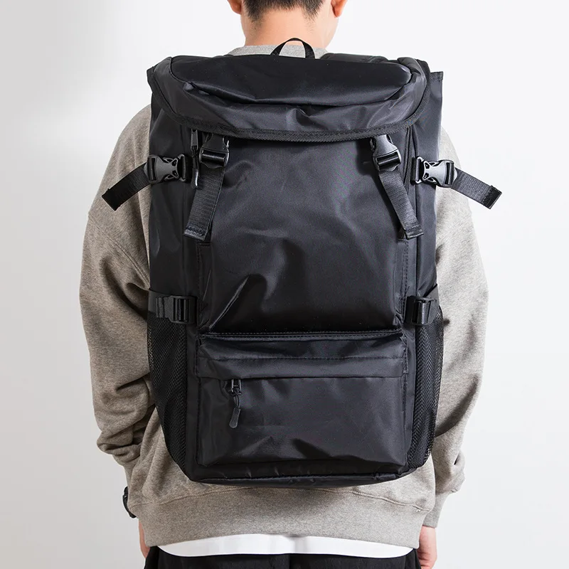 Streetwear Black Nylon Men Backpack Large Capacity School Laptop Men‘s Backpack Outdoor Travel Sport Hiking Backpacks for Men