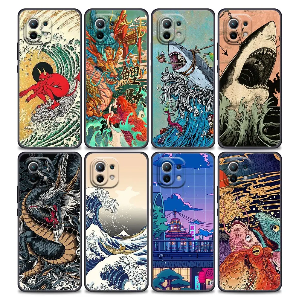 

Japanese Wave Dragon Anime For Xiaomi 15T 11T 12T 13T 14T Pro 15 Phone Case Mi POCO X7 X8 M7 F7 Pro F8 Ulra F5 F6 M6 X5 X6 Cover