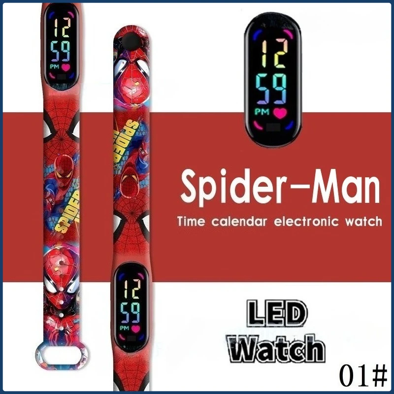 MINISO Spiderman Kid's Watches Men Sport Wristband Bracelet Waterproof Children Digital Watch Boys LED Clock Gift