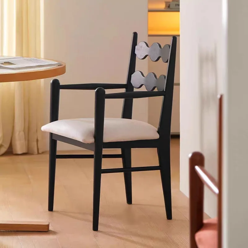 كرسي طعام منزلي عتيق، كرسي على الطراز الشمالي، مصمم ريترو فاخر من الخشب الصلب، مسند ظهر كاجوال وكراسي مسند ظهر #4