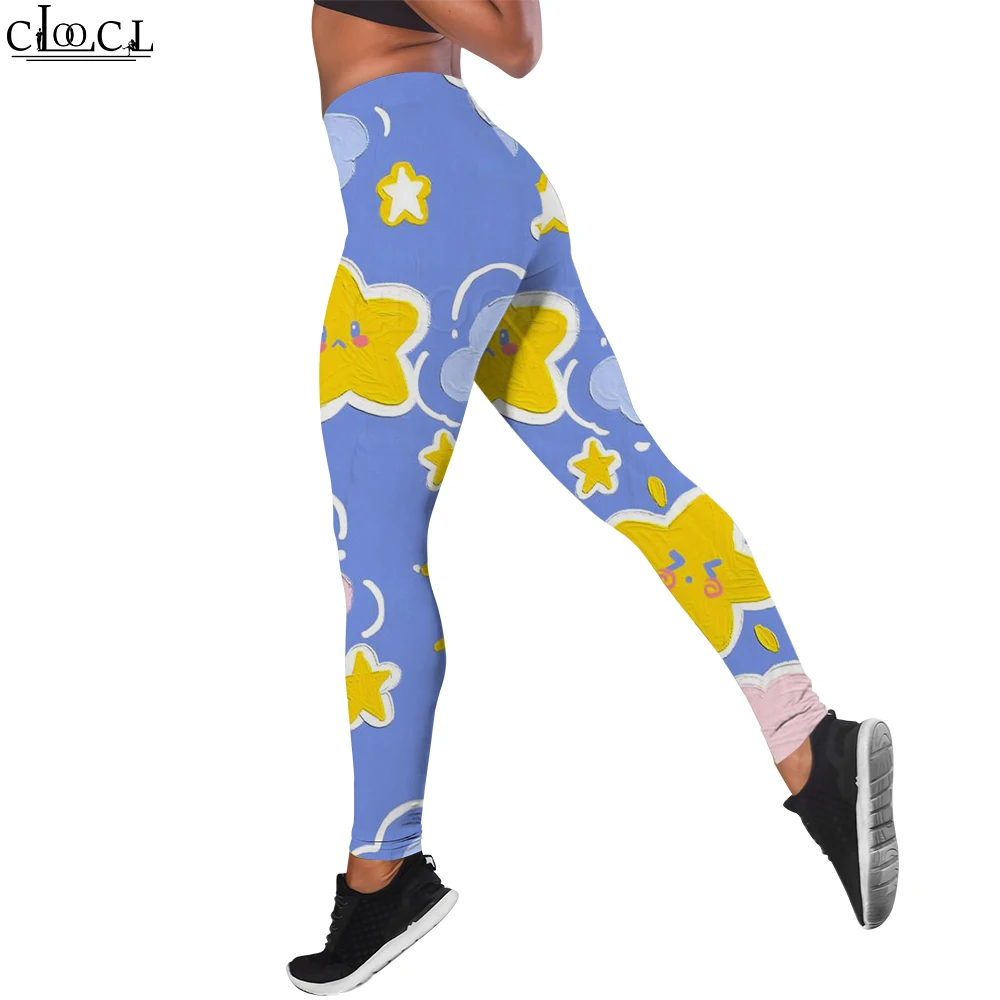 CLOOCL-mallas deportivas para mujer, mallas con estampado de cielo estrellado, pantalones sexys ajustados con realce y cintura elástica