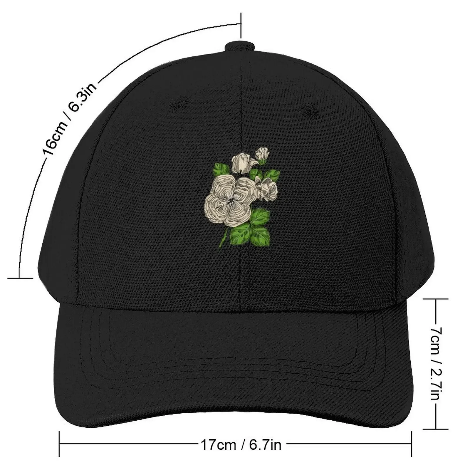 Cream Quartered Rose Bloom Full 26-40 Petals In 3+ Rows Baseball Cap Hat Beach Brand Man cap derby hat For Men Women's