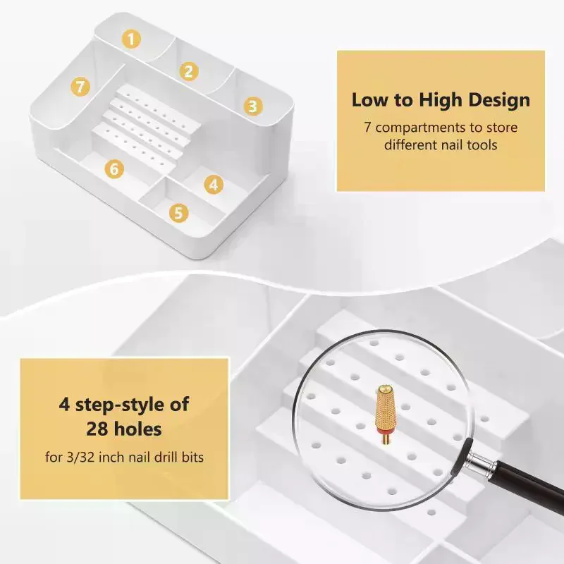 

Nail Machine & Nail Drill Stand 28 Hole Transparent Drill Bit Plastic Holder Suitable For Desktop Storage, Skincare Storage